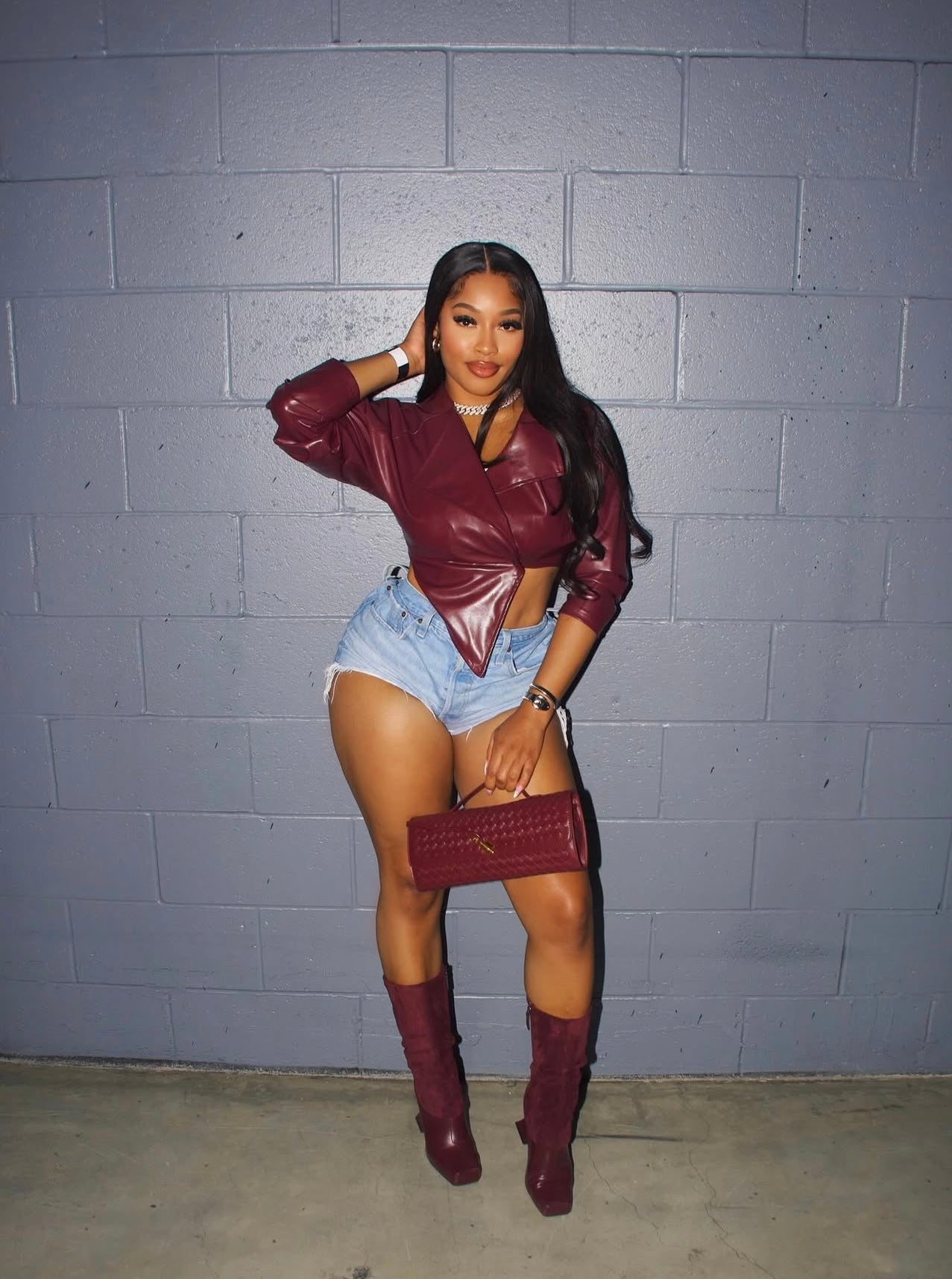 Cherry Cropped Leather