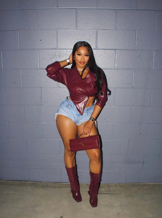 Cherry Cropped Leather