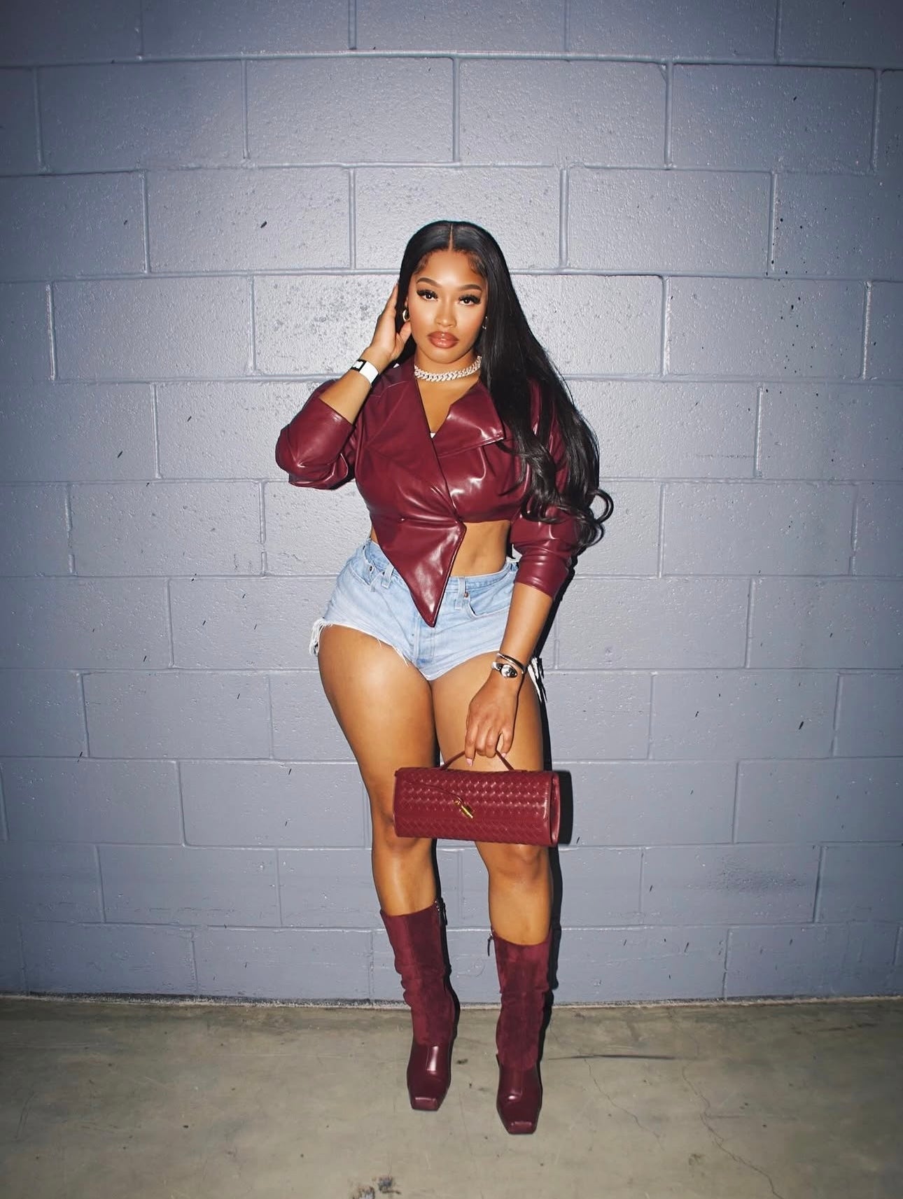Cherry Cropped Leather