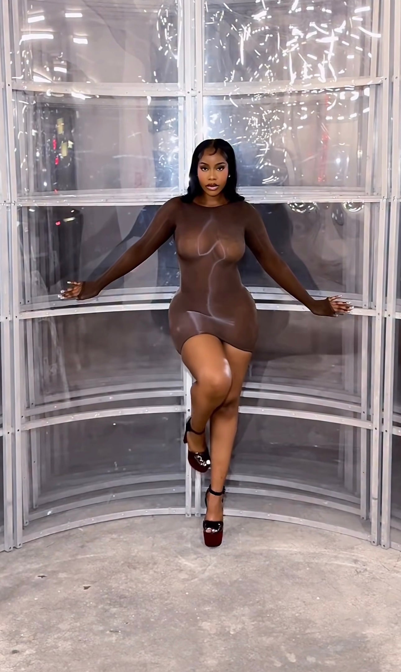Mocha Liquid Mini Dress