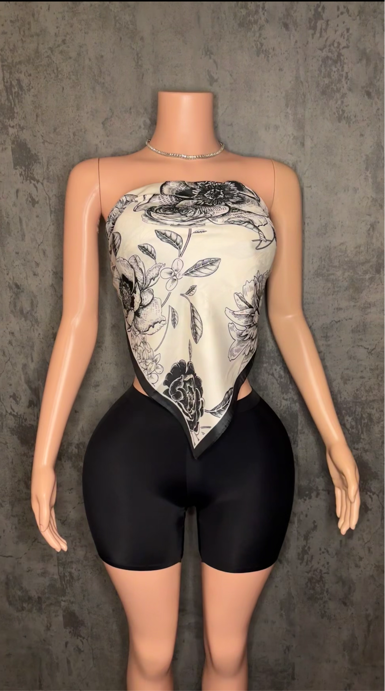 Black Floral Silk Top
