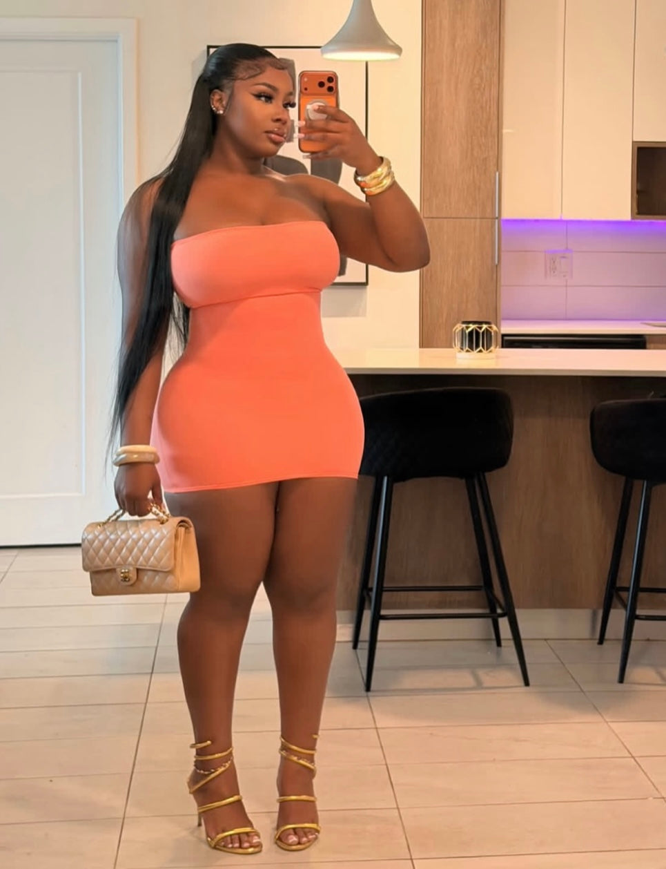 Coral Mini Tube Dress