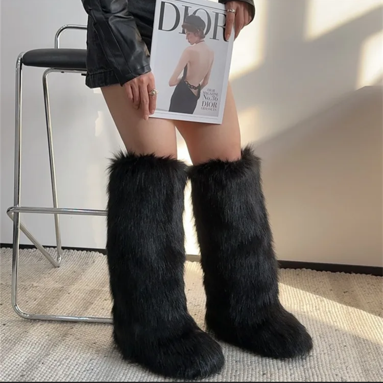 Fur Knee High Boots