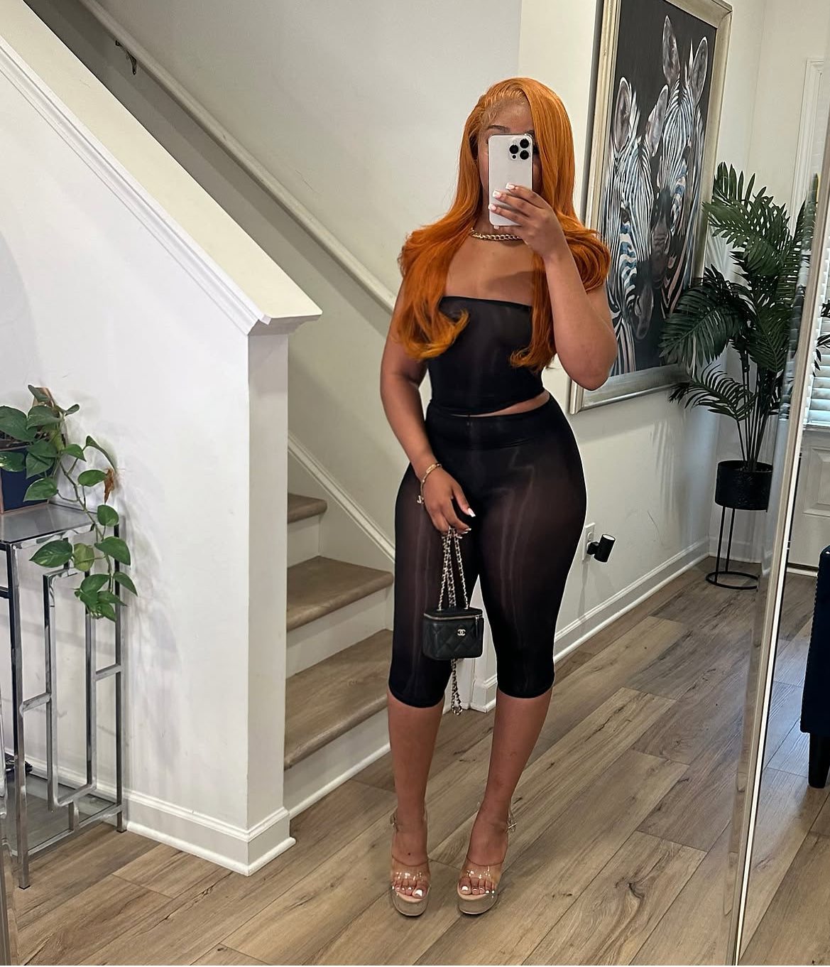 Black Liquid Capri Set