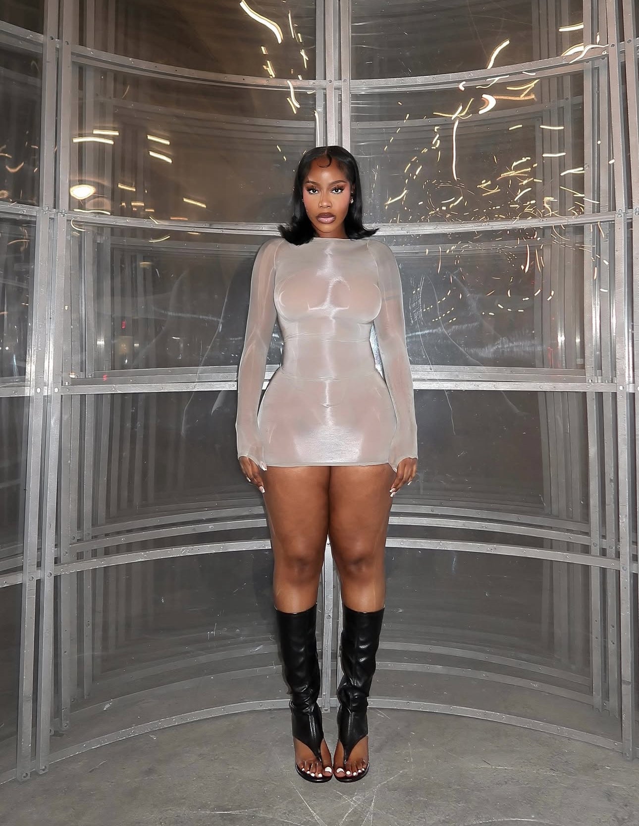 White Liquid Mini Dress
